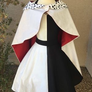 cruella deville costume with Dalmatian backpack